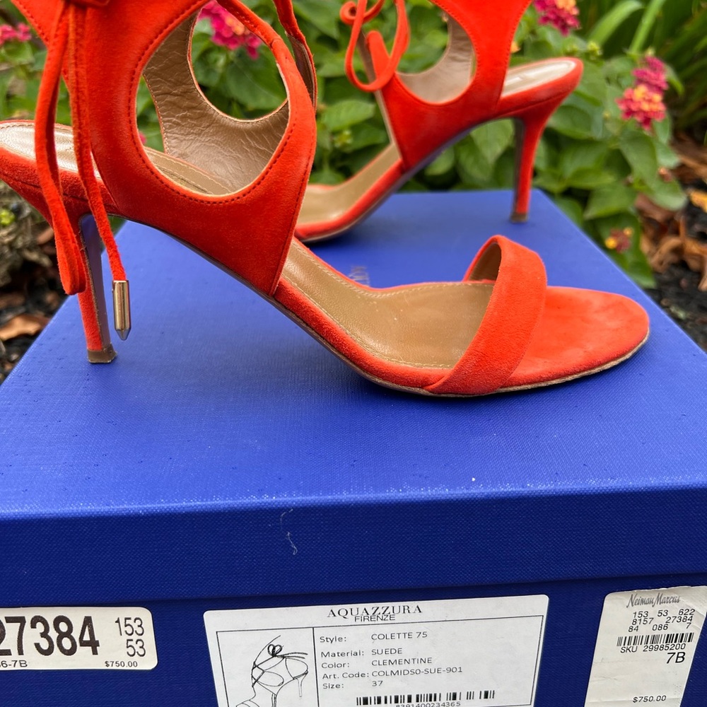 Aquazzura Collette Orange Clementine open toe Sandals 37 - Picture 4 of 7